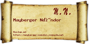 Mayberger Nándor névjegykártya